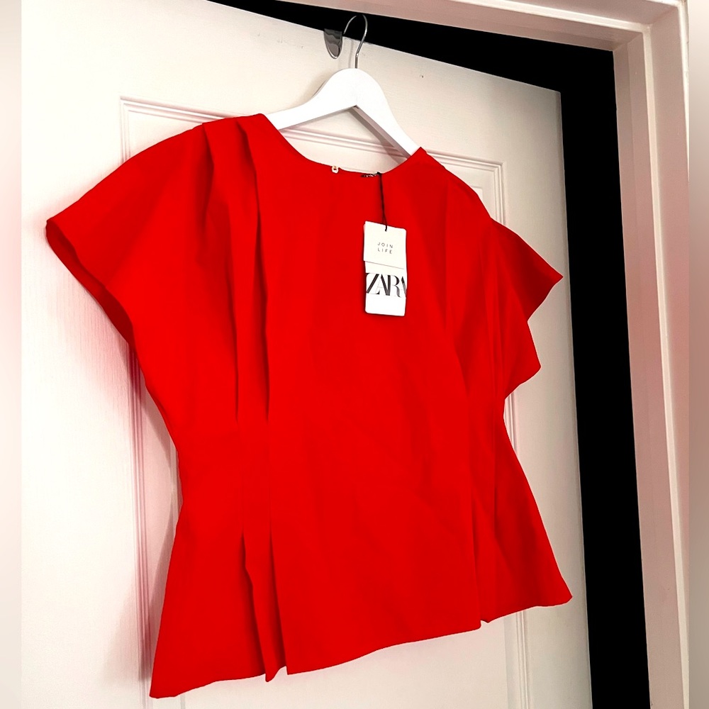 Zara, Structured Red Blouse